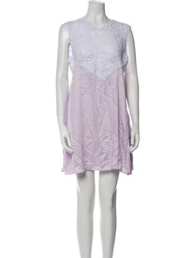 Pre-owned Kika Vargas Crew Neck Mini Dress In Purple