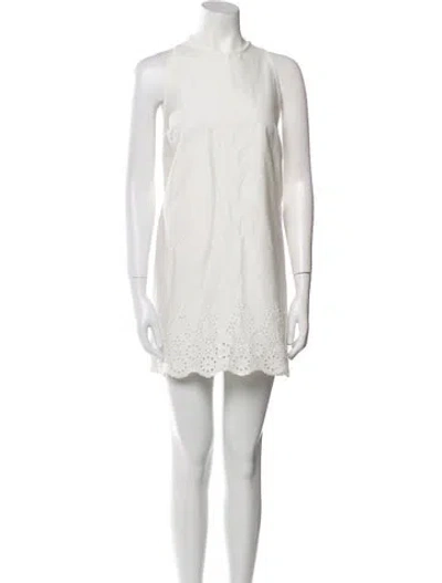 Pre-owned Kika Vargas Crew Neck Mini Dress In White