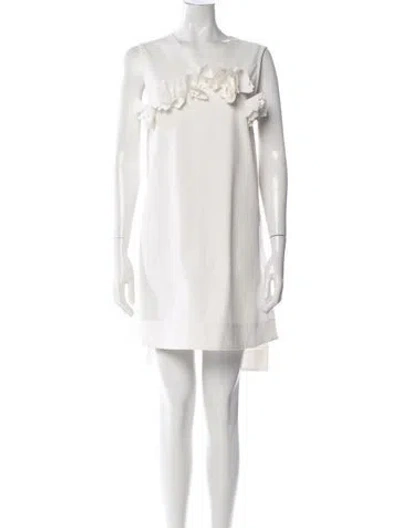 Pre-owned Kika Vargas Crew Neck Mini Dress In White