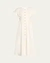Kika Vargas Dena Pleated Midi Shirtdress In White