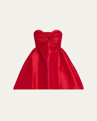Kika Vargas Fiona Strapless Twist-front Mini Dress In Red