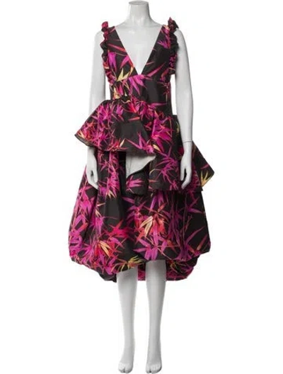 Pre-owned Kika Vargas Floral Print Long Dress In Multi