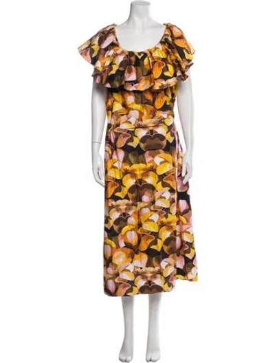 Pre-owned Kika Vargas Floral Print Long Dress In Multi