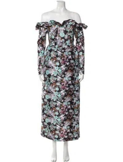 Pre-owned Kika Vargas Floral Print Long Dress In Multi