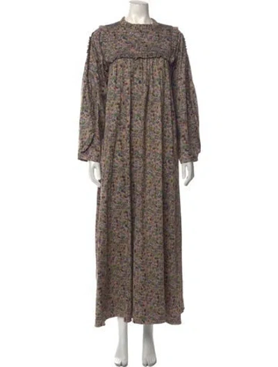 Pre-owned Kika Vargas Floral Print Long Dress In Multicolor