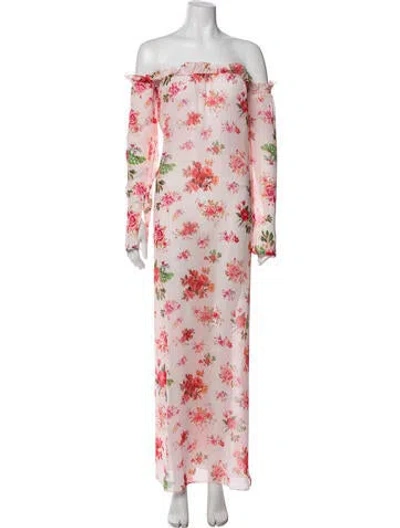 Pre-owned Kika Vargas Floral Print Long Dress In Pink