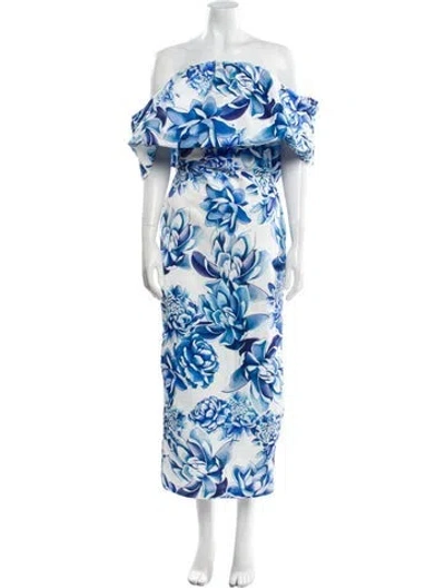 Pre-owned Kika Vargas Floral Print Long Dress In Purple