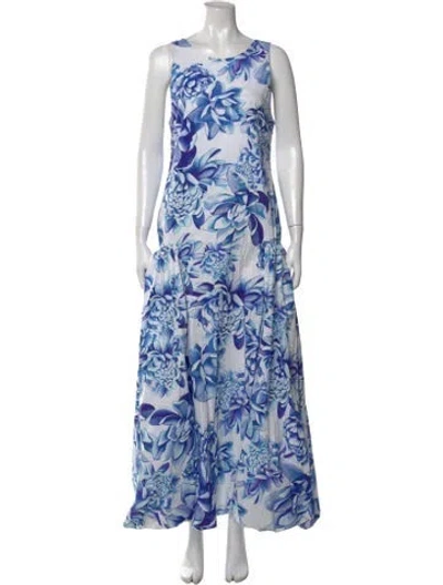 Pre-owned Kika Vargas Floral Print Long Dress In Purple