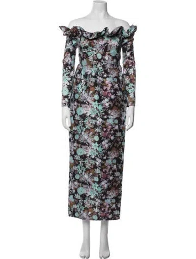 Pre-owned Kika Vargas Floral Print Long Dress W/ Tags In Multicolor