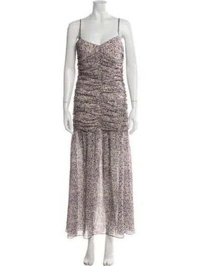 Pre-owned Kika Vargas Floral Print Long Dress W/ Tags In Purple
