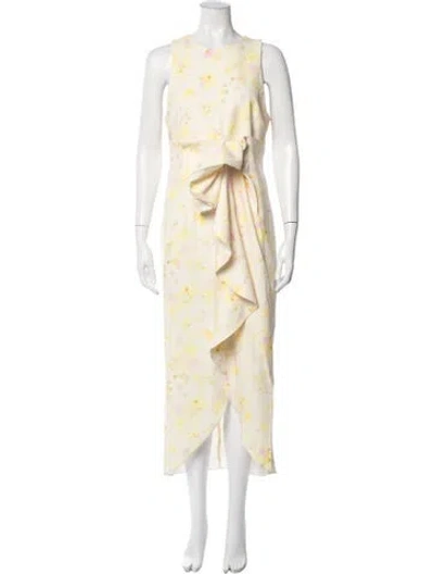 Pre-owned Kika Vargas Floral Print Long Dress In Yellow