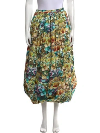 Pre-owned Kika Vargas Floral Print Long Skirt In Green