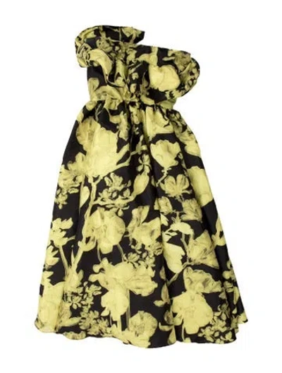 Pre-owned Kika Vargas Floral Print Midi Length Dress In Green