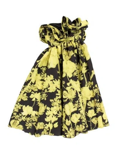 Pre-owned Kika Vargas Floral Print Midi Length Dress In Green