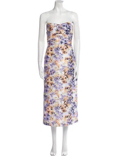 Pre-owned Kika Vargas Floral Print Midi Length Dress W/ Tags In Multi