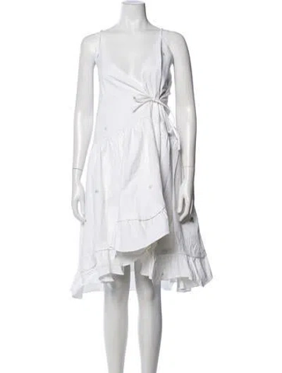 Pre-owned Kika Vargas Floral Print Midi Length Dress In White