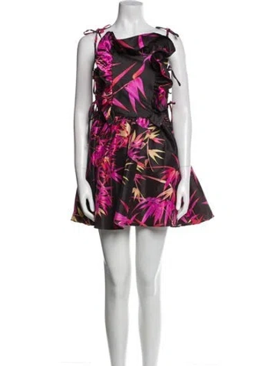 Pre-owned Kika Vargas Floral Print Mini Dress In Multi