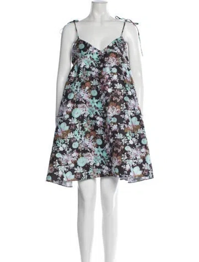 Pre-owned Kika Vargas Floral Print Mini Dress In Multicolor