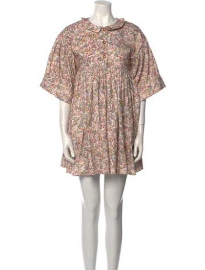 Pre-owned Kika Vargas Floral Print Mini Dress In Pink