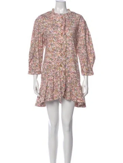 Pre-owned Kika Vargas Floral Print Mini Dress In Pink