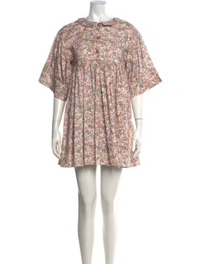 Pre-owned Kika Vargas Floral Print Mini Dress In Pink