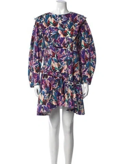 Pre-owned Kika Vargas Floral Print Mini Dress In Purple