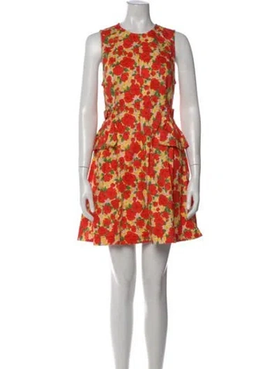 Pre-owned Kika Vargas Floral Print Mini Dress W/ Tags In Orange