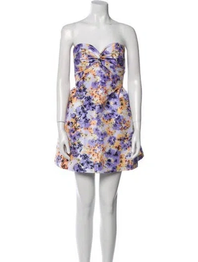Pre-owned Kika Vargas Floral Print Mini Dress W/ Tags In Purple