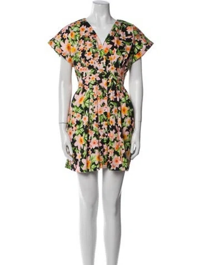 Pre-owned Kika Vargas Floral Print Mini Dress W/ Tags In White