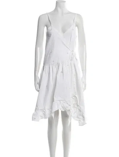 Pre-owned Kika Vargas Floral Print Mini Dress In White