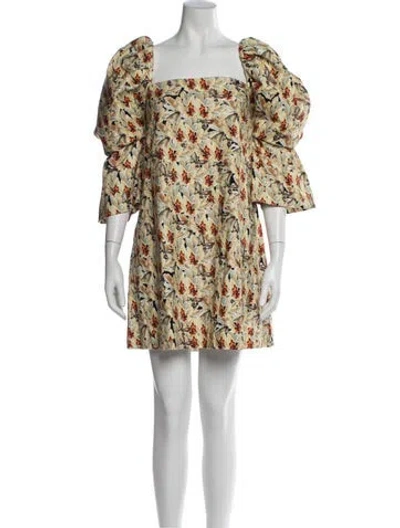 Pre-owned Kika Vargas Floral Print Mini Dress In Yellow