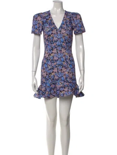 Pre-owned Kika Vargas Floral Print Mini Dress In Yellow