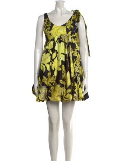 Pre-owned Kika Vargas Floral Print Mini Dress In Yellow