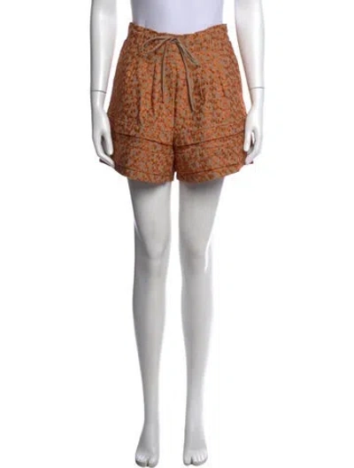 Pre-owned Kika Vargas Floral Print Mini Shorts In Brown