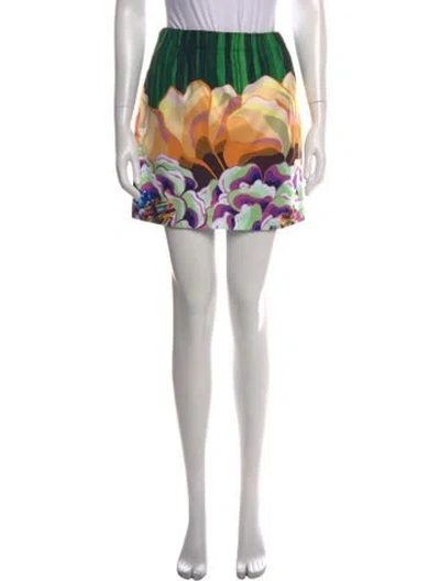 Pre-owned Kika Vargas Floral Print Mini Skirt In Yellow