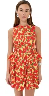 Kika Vargas Gabriela Dress Red Rose Cotton Red In Orange