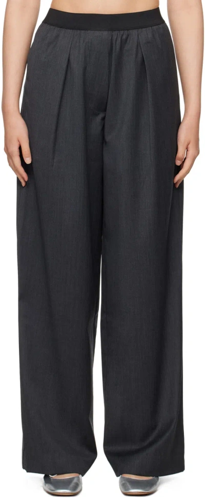 Kika Vargas Gray Pleated Trousers In Charcoal