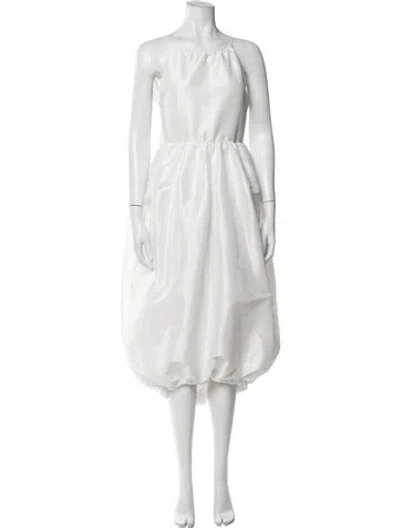 Pre-owned Kika Vargas Halterneck Midi Length Dress In White