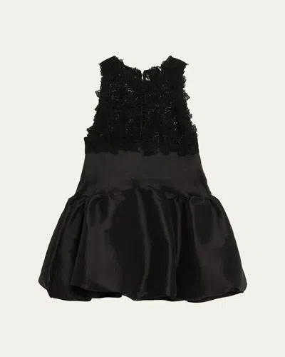 Kika Vargas Hattie Lace And Taffeta Bubble Mini Dress In Black
