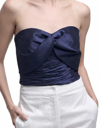 Kika Vargas Kali Taffeta Top In Navy In Blue