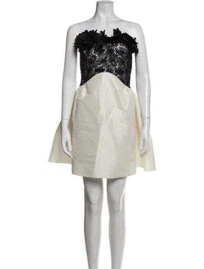 Pre-owned Kika Vargas Lace Pattern Mini Dress W/ Tags In Neutrals