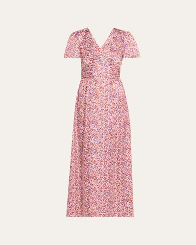 Kika Vargas Lara Dots Satin Maxi Dress In Pink
