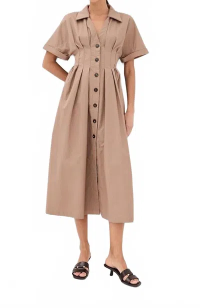 Kika Vargas Letitia Midi Dress In Camel In Brown