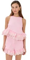 Kika Vargas Li Top Pale Pink Cotton + White Embroidery Pale Pink
