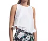 Kika Vargas Lili Crewneck Top In White Taffeta In White