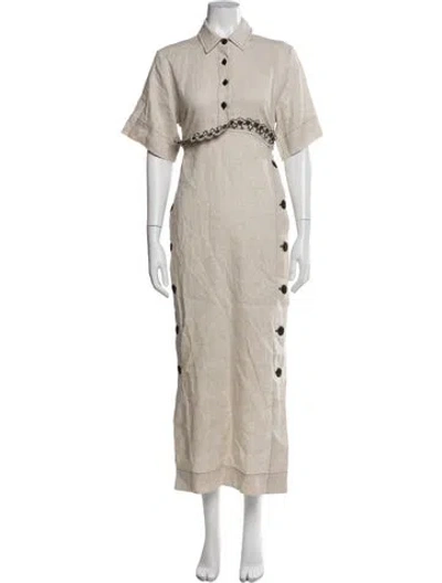 Pre-owned Kika Vargas Linen Long Dress W/ Tags In Gray
