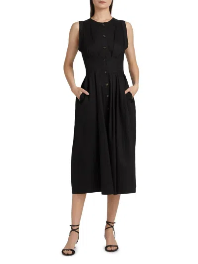 Kika Vargas Mette Sleeveless Midi Dress In Black