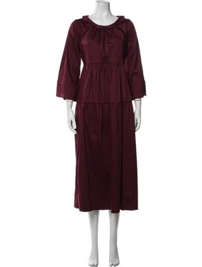 Pre-owned Kika Vargas Midi Length Dress In Burgundy