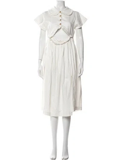 Pre-owned Kika Vargas Midi Length Dress In Neutrals