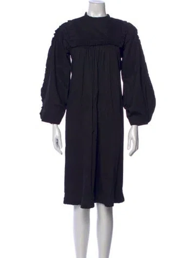 Pre-owned Kika Vargas Mock Neck Knee-length Dress In Black